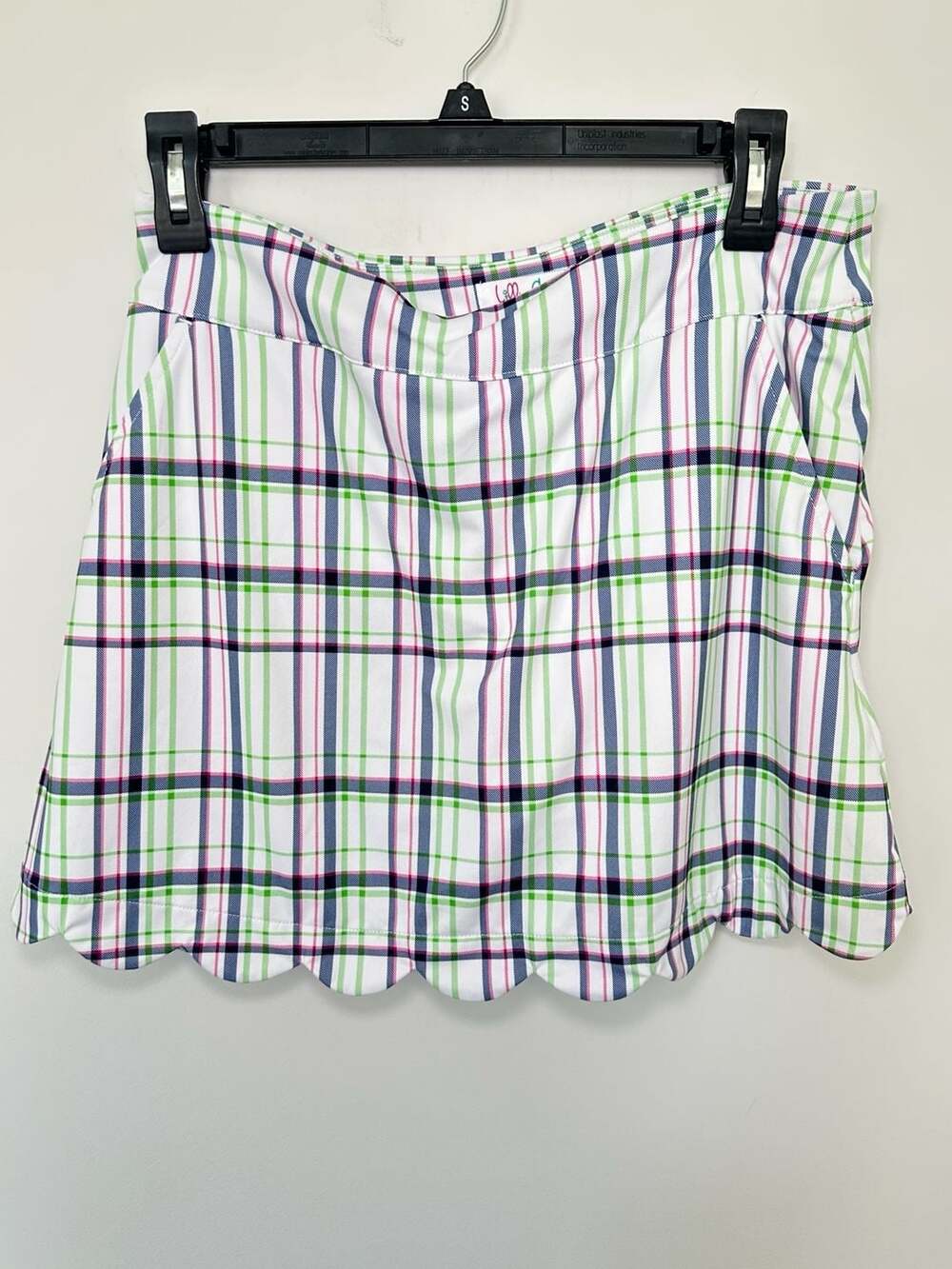 Lillie Green Scalloped Hem Plaid Skort Size S